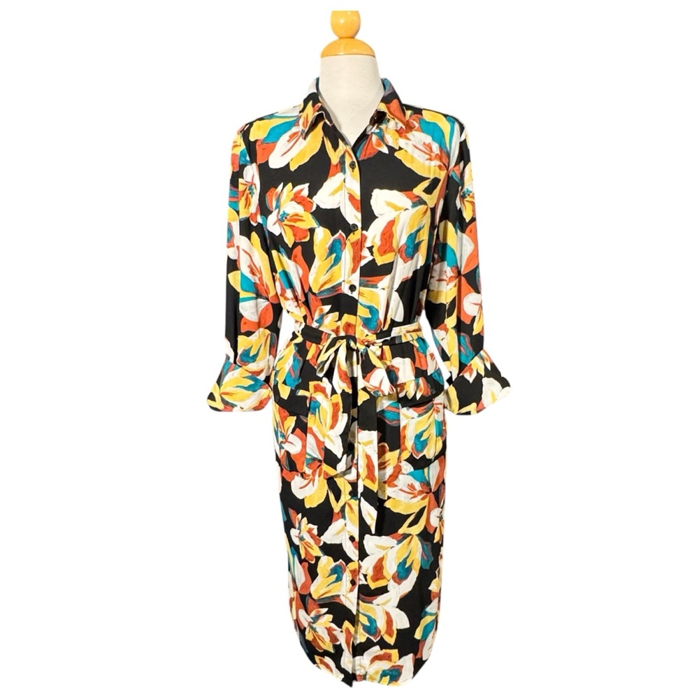Jennifer Lopez Multicolor Abstract Shirt Dress